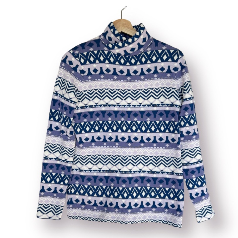 Duluth Trading Frost Lake Fairisle Mock Neck Winter Pullover S